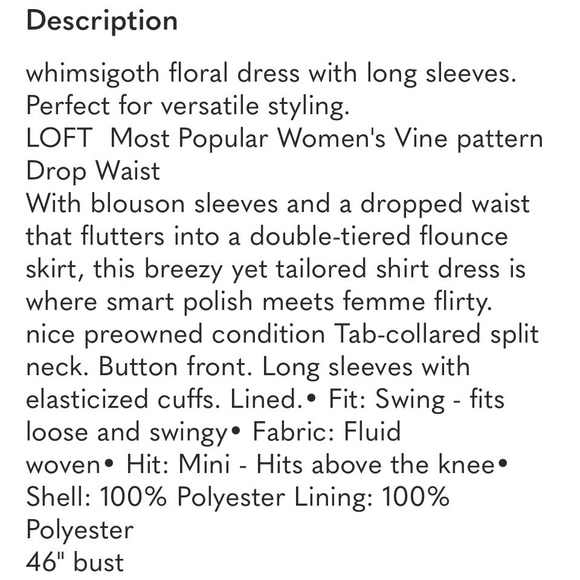 LOFT Black and White Floral Long Sleeve Dress - Picture 8 of 8